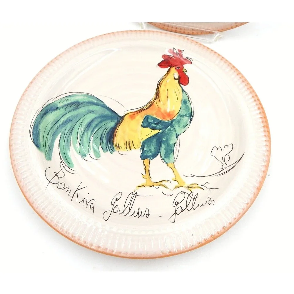 Pottery Barn Bon Kiva Rooster Dinner Plate 9.5” French Country Discontinued